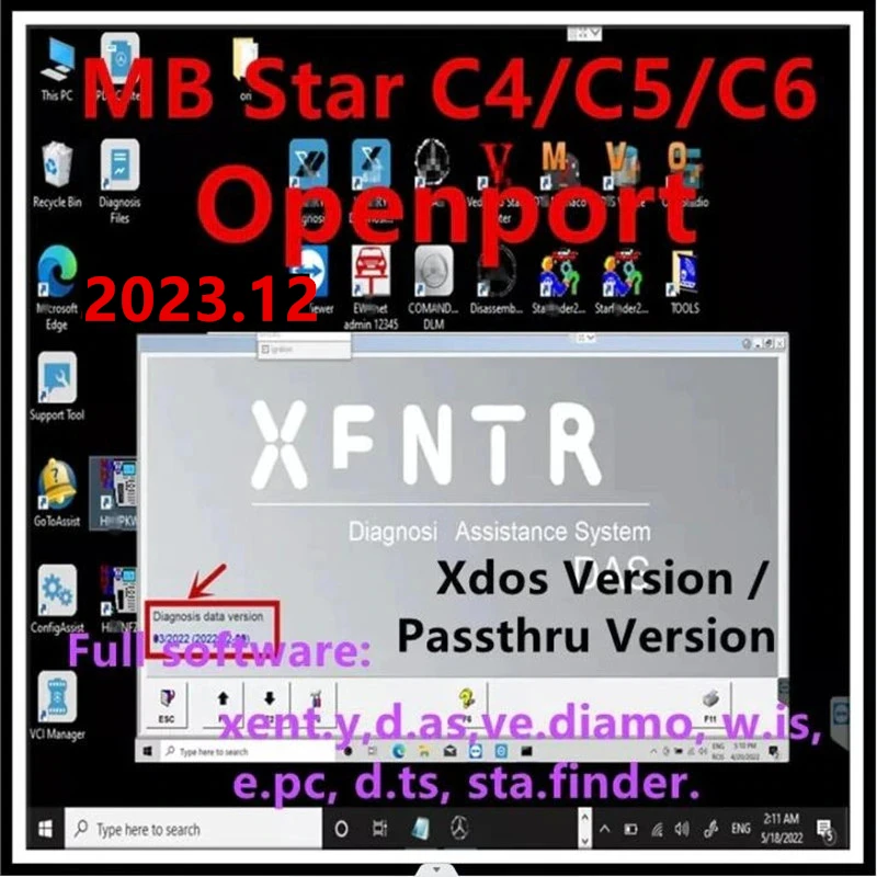 El más nuevo software Xentry 2023,12 instalación y activación remota DT.S WI.S EP.C para herramienta de diagnóstico automático MB STAR SD C4/C5/C6 openport