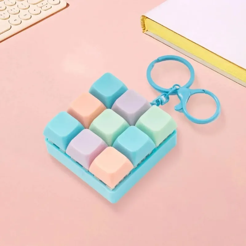 Fidget descompressão 9 teclado chave brinquedo para adultos brinquedos antiestresse meninos meninas anti estresse dedo teclado jogos chaveiro