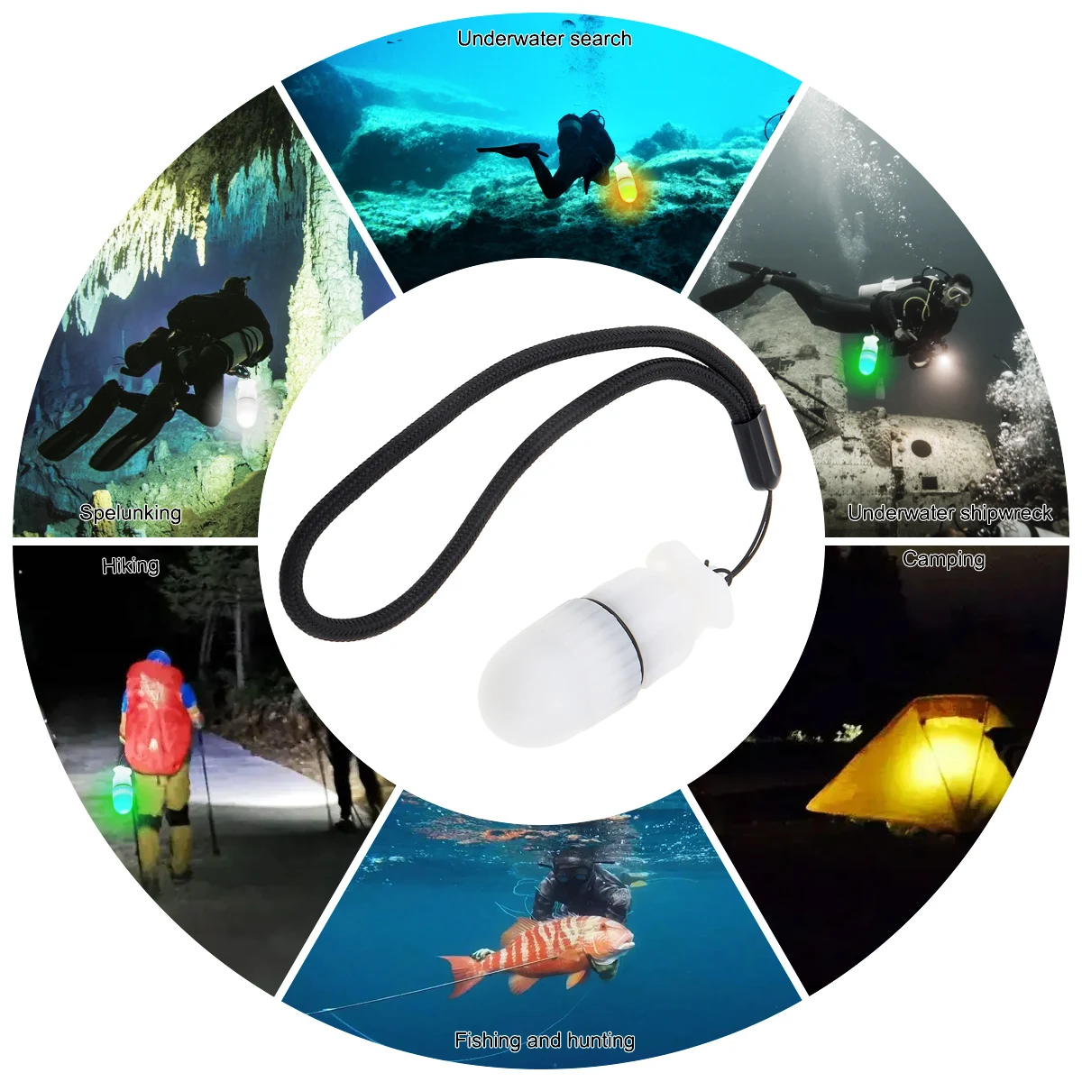 Lặn Đèn Tín Hiệu Dưới Nước 150M Nhấp Nháy Đèn An Toàn Lặn Biển An Toàn Bổ Nhào LED Marker Cho Bổ Nhào/Đêm Ngoài Trời/cắm Trại