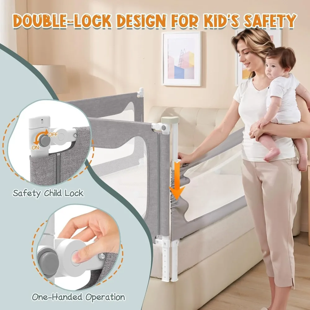 Bed Rail for Toddlers, Stable Protective Bed Side Rails, Baby Bedrail Guard for Twin Full Queen & King Size Bed (70.8 Inch,1 Pcs