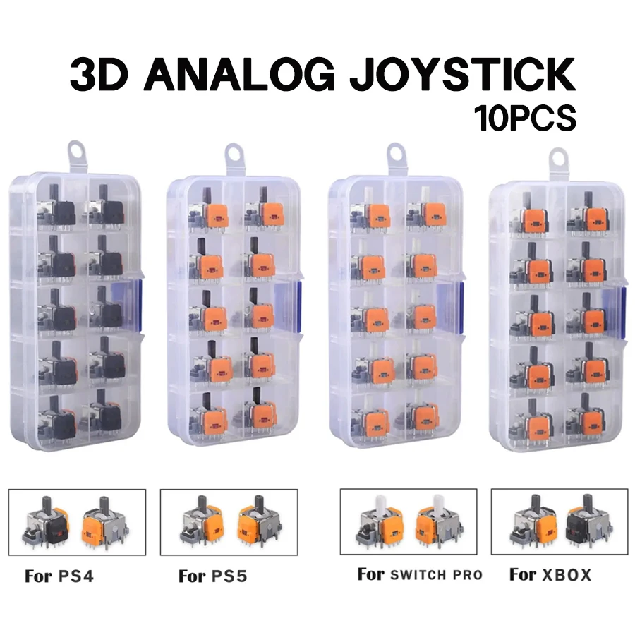 10Pcs 3D Hall Effect Joystick High Precision No Drifting Thumbsticks Module Repair Parts Adjustable for PS4/PS5/XBox/Switch Pro