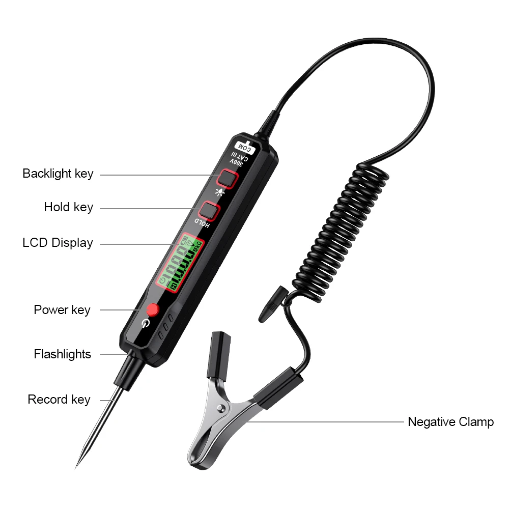 HT86A 100V รถเครื่องตรวจจับแรงดันไฟฟ้าปากกา Non-Contact DC เครื่องทดสอบแรงดันไฟฟ้า Backlight รถ Fault Maintenance ปากกาทดสอบวงจร