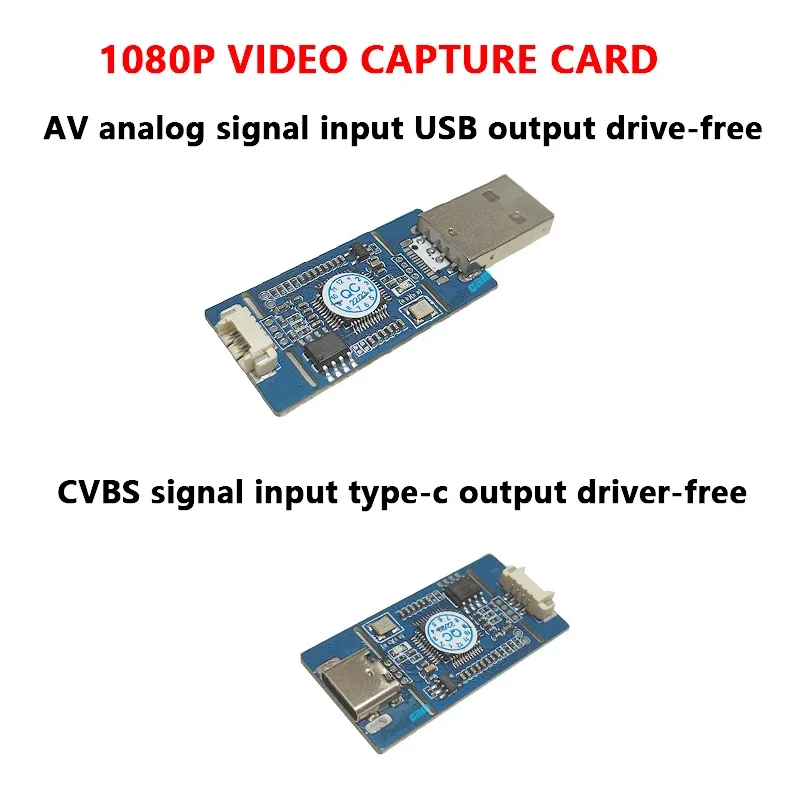 1080P Video Capture Card CVBS To USB Capture AV CVBS Analog สัญญาณ S-VIDEO สัญญาณดิจิตอล USB,TYPE-C เมนบอร์ด-ฟรี