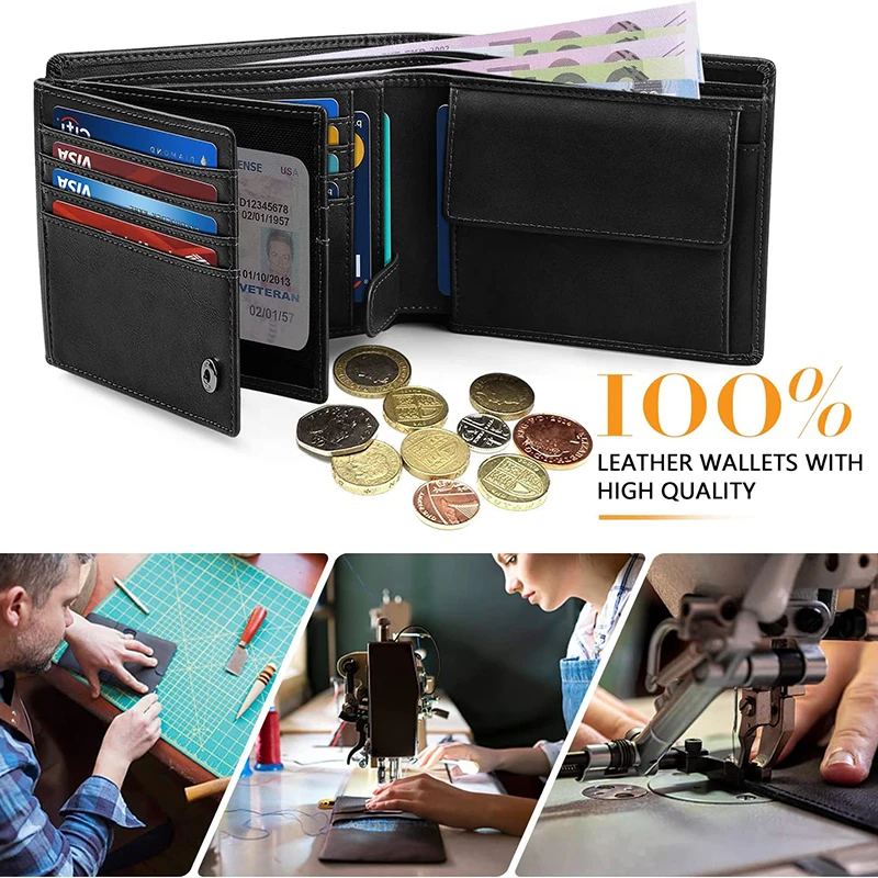 Carteras para hombre Cartera delgada con bloqueo RFID multifuncional con 15 tarjeteros