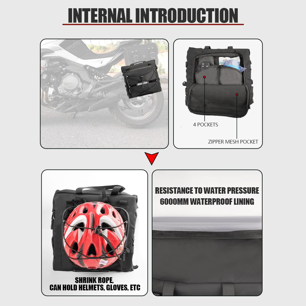 Motorcycle Accessories Frame Crash Bars Bag SaddleBag 20L Universal Side Rear Seat Bag Pack Travel Motorbike Luggage Storage