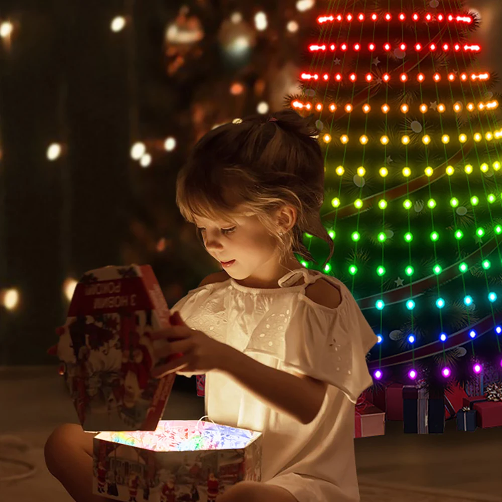 Decorazioni per l'albero di Natale Luci iDeal LED Controllo dell'applicazione Immagini fai-da-te RGB IC Stringa di luce a cascata di Natale