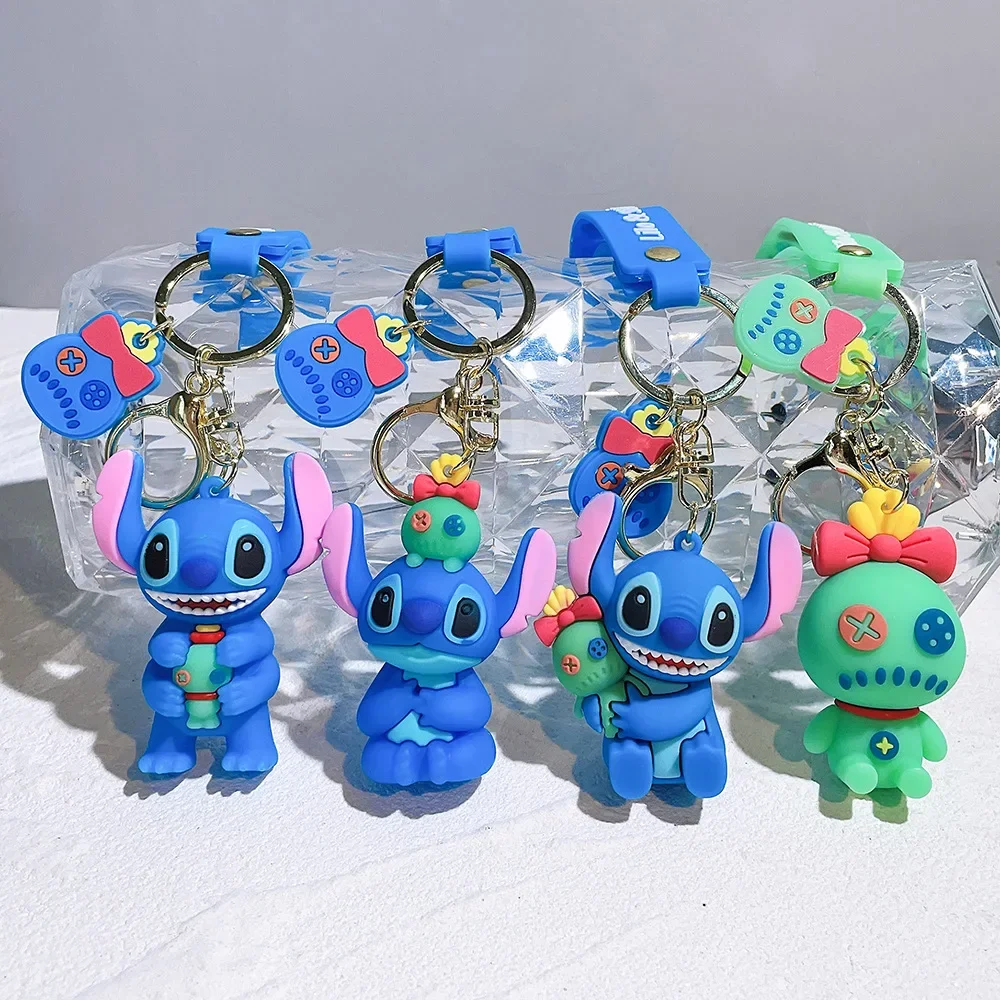 ขายส่งอะนิเมะ Disney พวงกุญแจ Mickey Mouse Minnie Lilo & Stitch ใหม่การ์ตูนพวงกุญแจ Key CHAIN จี้รถของเล่นเด็กของขวัญ