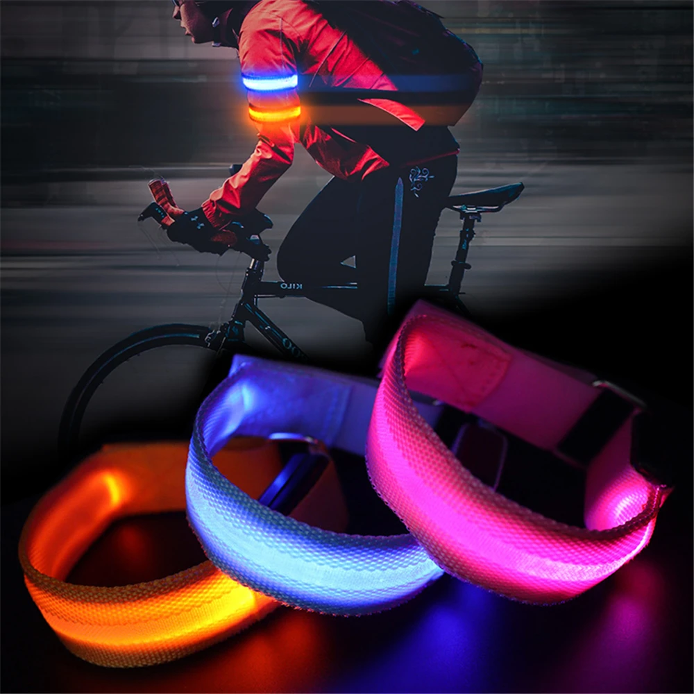 Brazalete luminoso con luz LED con carga USB, cinturón de seguridad reflectante nocturno para deportes al aire libre, correr de noche, ciclismo, banda para brazo para pierna