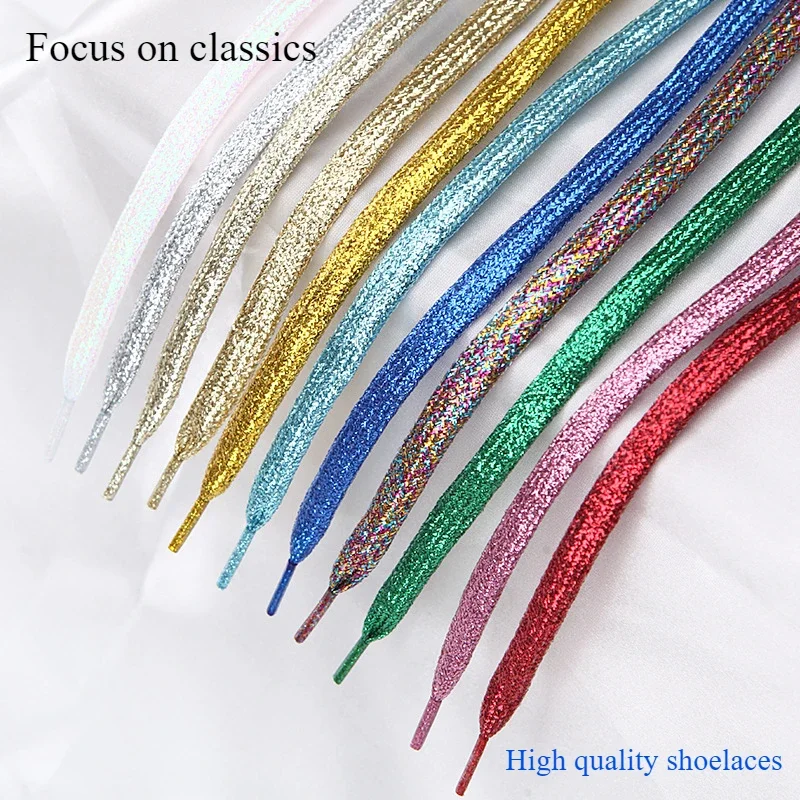 19 colores brillantes oro y plata coloridos cordones brillantes 100-140 cm zapatillas cordones botas cordones cordones cadena
