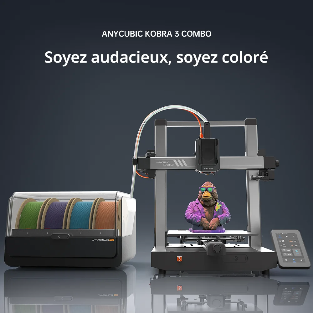 ANYToxic-Imprimante 3D multi-documents BIC Kobra 3 ChlorFDM, impression en 4 à 8 documents avec vitesse d'impression maximale de 600mm umentale, taille de construction de 250mm x 250mm x 260m