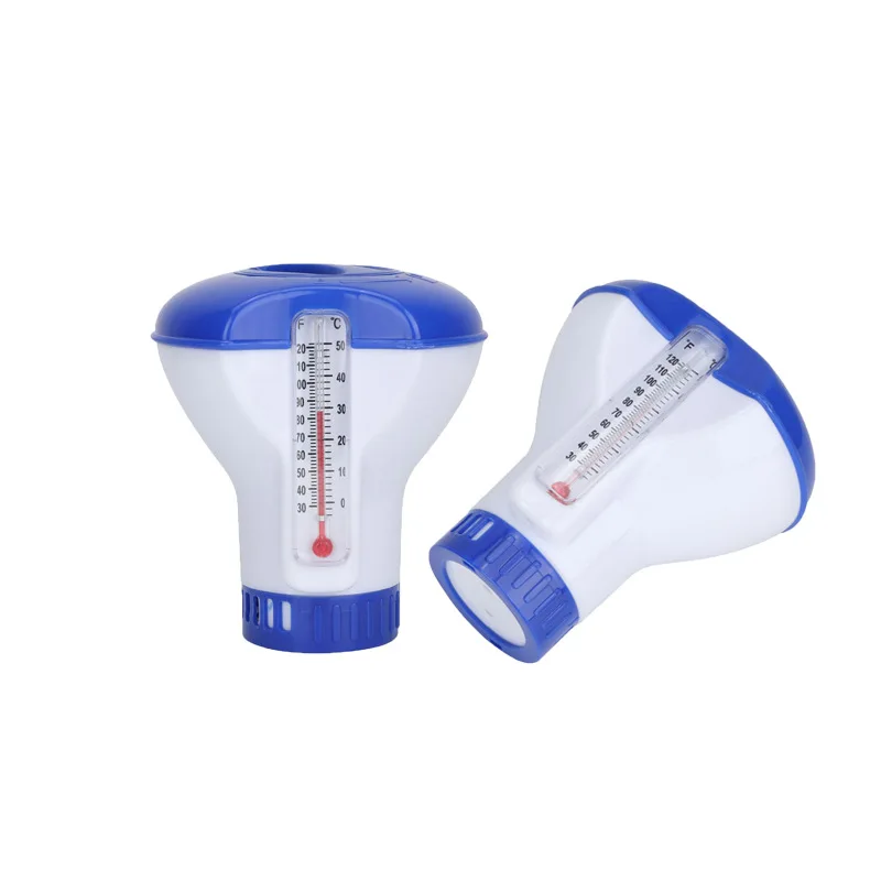 Swimming Pool5Floating Water Medicine Box Floating Cup Medicine Dispenser with Built-in Swimming Pool Floating Thermometer Float