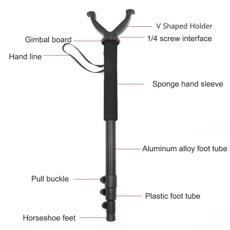 อลูมิเนียมการล่าสัตว์อุปกรณ์เสริม V รูปหมุน Yoke Monopod Telescopic ยิง Stick การล่าสัตว์ Stick