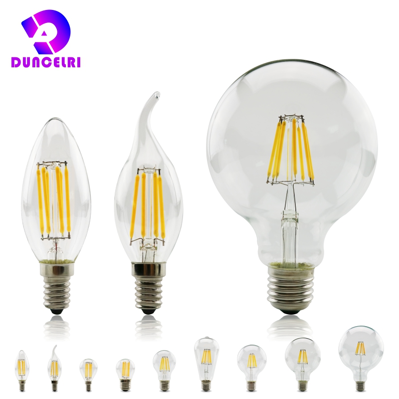 LED Retro Edison Glühbirne E14 E27 AC 220V 2W 4W 6W 8W Vintage Glas Lampe C35 G45 A60 ST64 G80 G95 G125 Led Filament Licht Wohnkultur