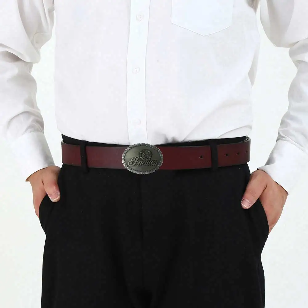 Hebilla de cinturón con borde de cadena liso indio ovalado informal vintage para hombres vaqueros occidentales
