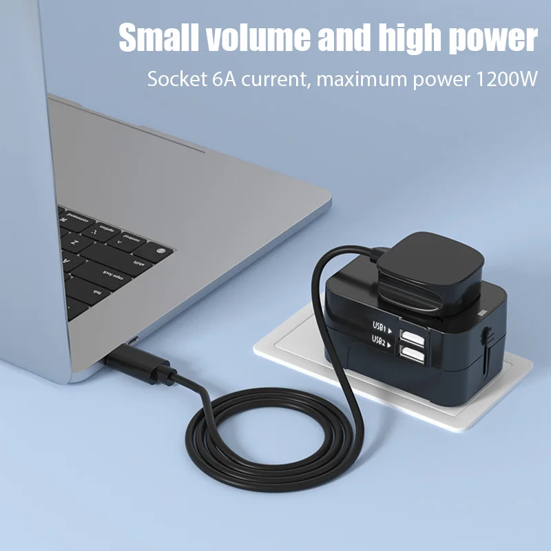 ปลั๊กแปลงไฟฟ้าอเนกประสงค์แบบ USB สำหรับเดินทางทั่วโลก รองรับปลั๊ก EU US พร้อมฝาครอบนิรภัยป้องกันเด็ก