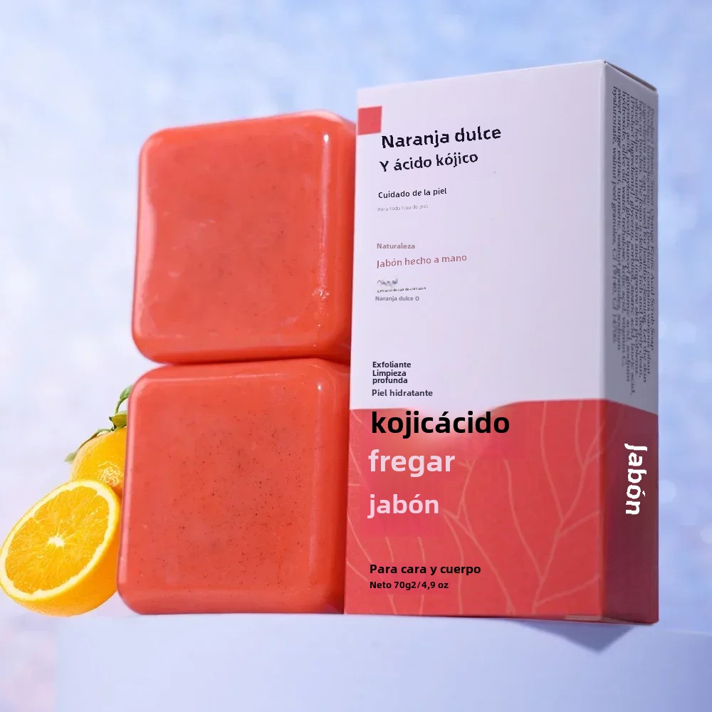 Jabón exfoliante de ácido kójico y naranja dulce, 70g/140g, glutatión, leche de coco, cedro, barra iluminadora para el cuidado de la piel de cúrcuma