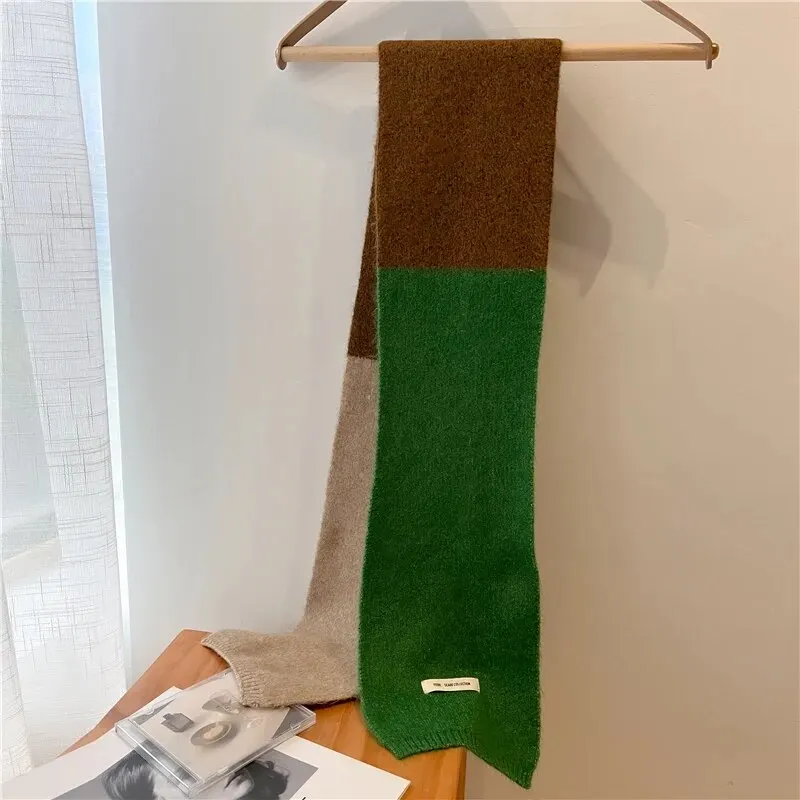 Quente malha magro pescoço cachecol feminino moda inverno sólido macio cashmere fio de lã estilo coreano casual viagem bufanda echarpe