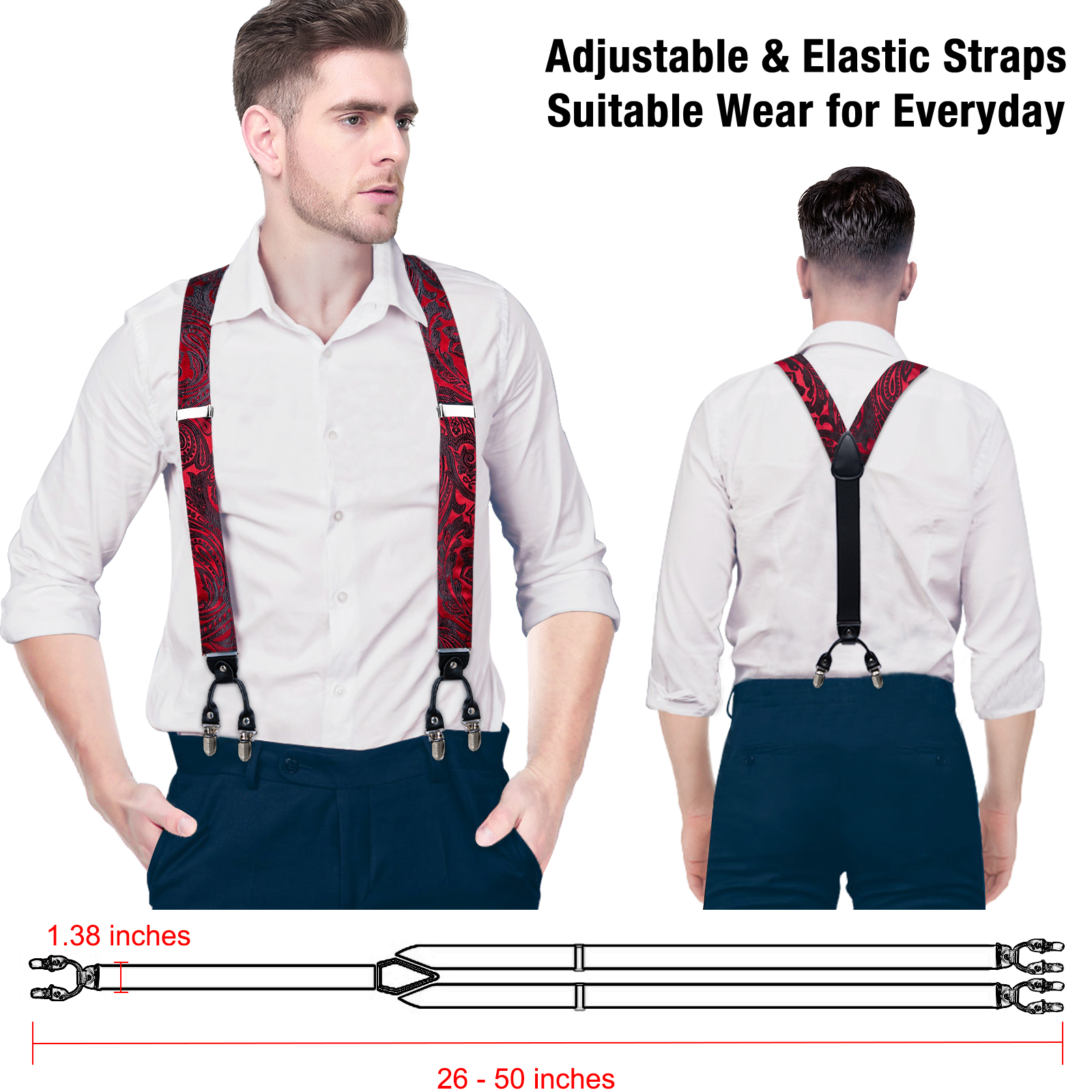 Heren Jarretel met Voorgebonden Vlinderdas Metalen Clips Y terug Elastische Broek Bretels Bandjes Bruiloft Prom Pak Accessoires