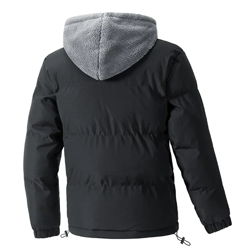 8XL パファージャケットメンズ厚く暖かいプラスサイズの冬のジャケット男性綿フリースパッド入りフード付きパーカー偽ツーピースコート生き抜く