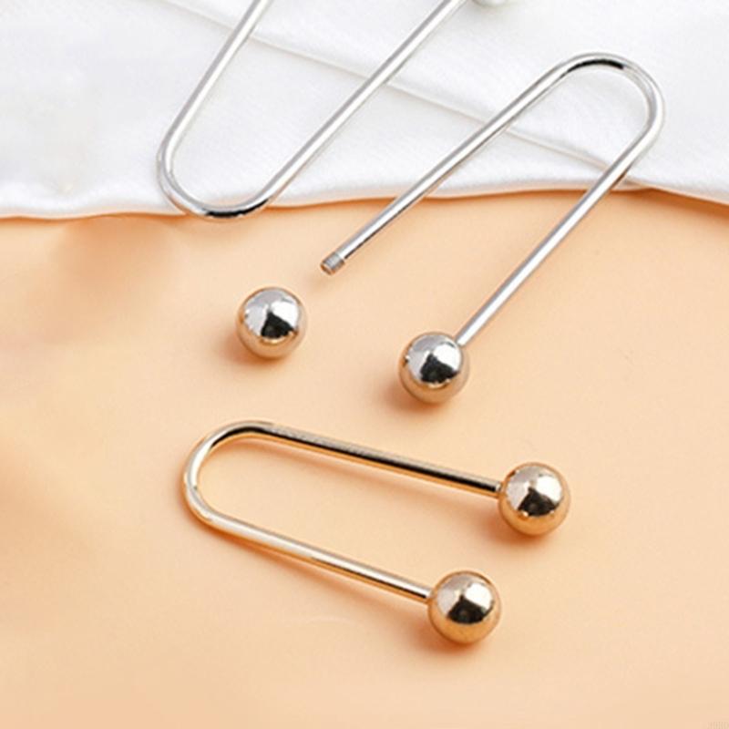 39BD 2PCS多目的メタルスパイラルバックルダブルヘッドブローチ衣服固定のためのブローチ