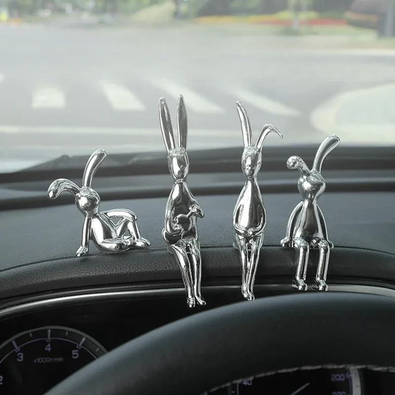 Car Ornaments Cartoon Animal Center Console Decoration Sitting Rabbit Personality Room Dining Table Desk Car Interior Decoration