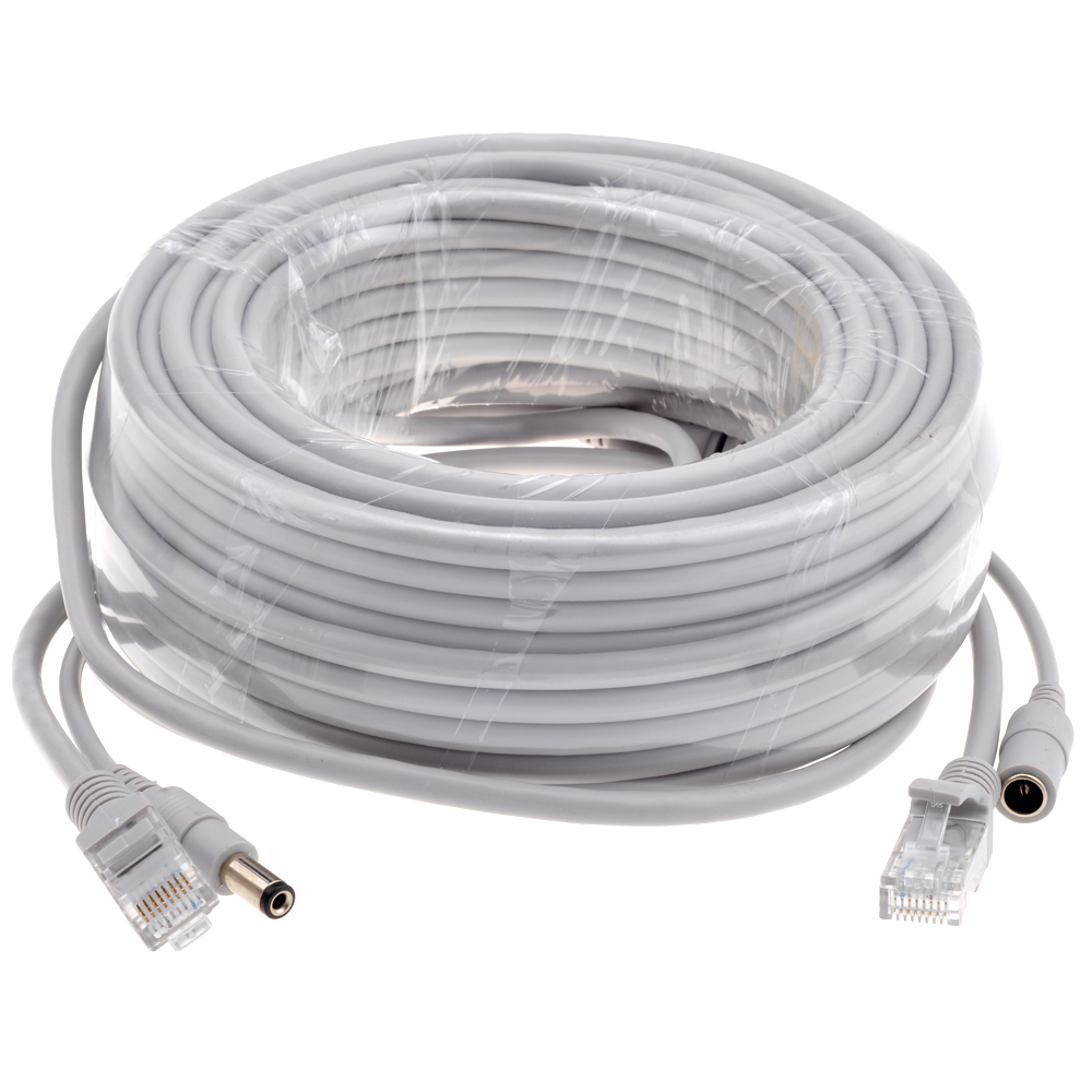 ESCAM 5M/10M/15M/20M/30M Opcional Cinza CAT5/CAT-5e Cabo Ethernet RJ45 + DC Power CCTV Rede Lan Cabo Para Câmeras IP do Sistema