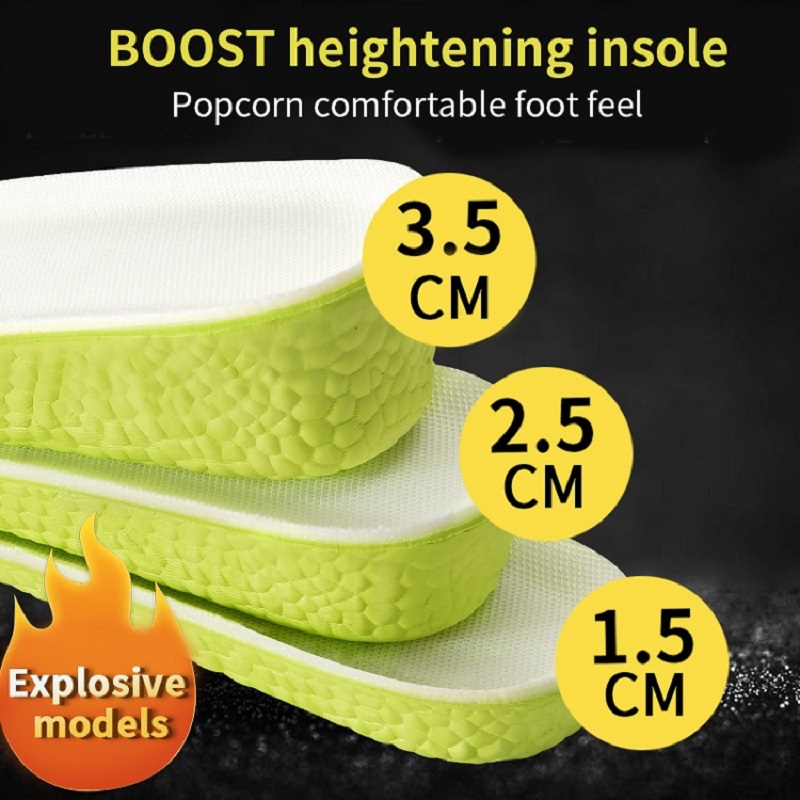 Plantillas invisibles para aumentar la altura, zapatos de espuma viscoelástica verde, suela transpirable, cómoda para hombres y mujeres, plantilla para el cuidado de los pies
