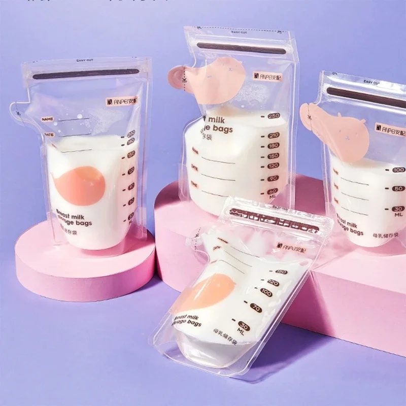 BPA 프리 아기 안전한 수유 가방, 100-250ML 우유 냉동고 가방, 엄마 우유, 아기 음식, 모유 가방, 30 개