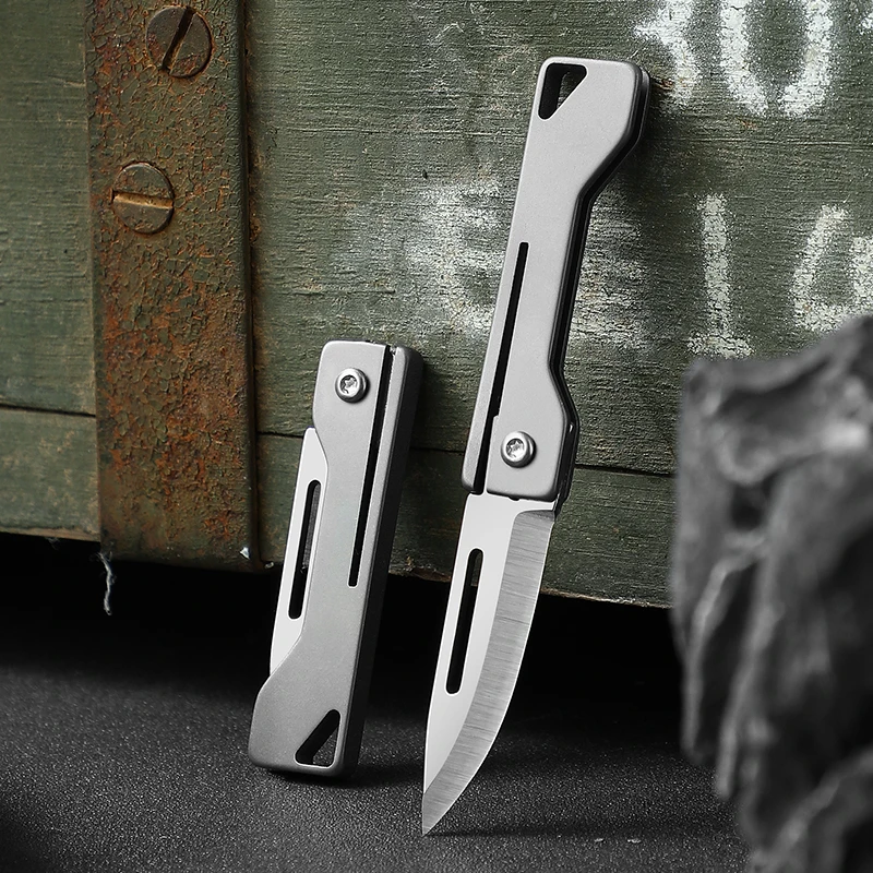 Coltello da tasca mini coltello pieghevole in titanio EDC coltello da tasca sottile coltello da tasca per donna Coltelli da frutta