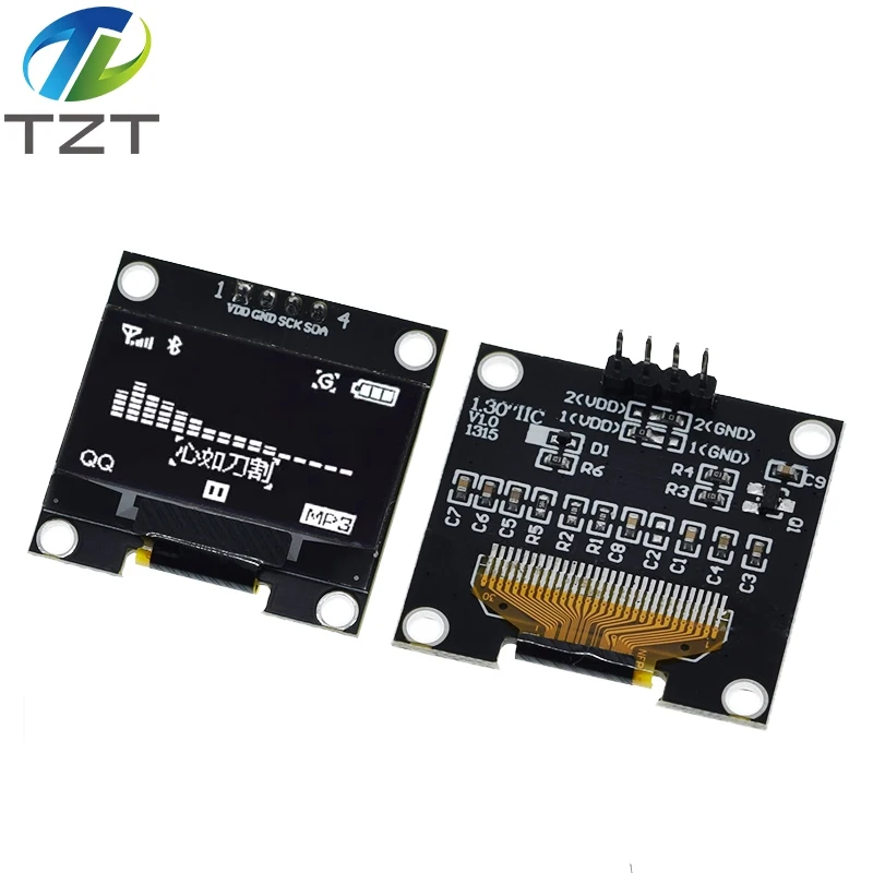1.3 polegada oled iic serial branco módulo de exibição oled 128x64 i2c ssd1306 12864 placa tela lcd vdd gnd sck sda para arduino preto