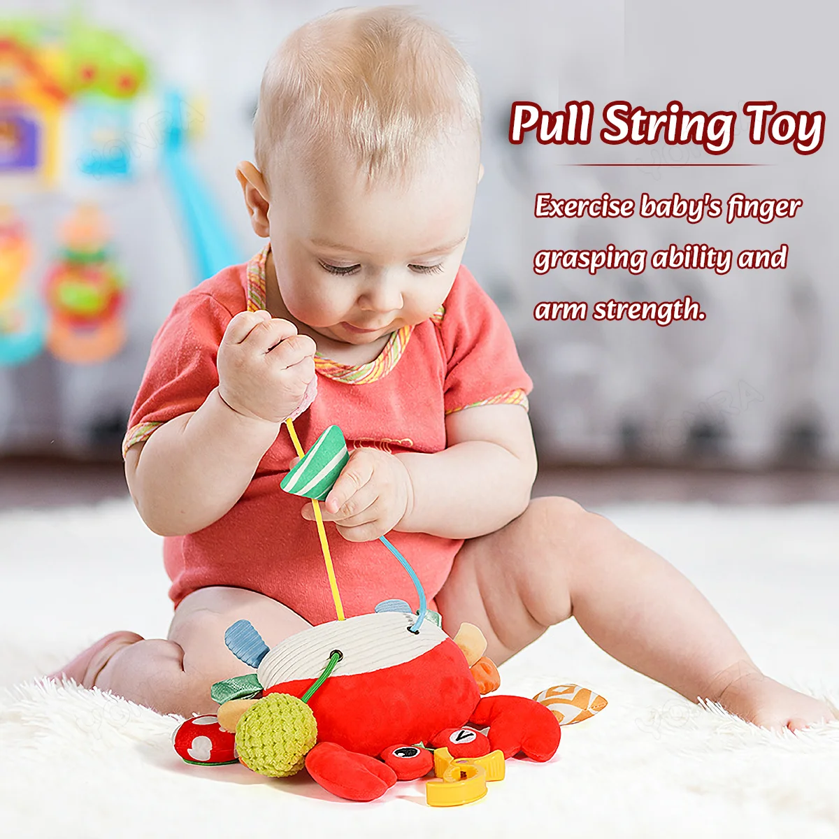Plush Pull String Sensory ของเล่น Rattle Montessori ของเล่นสําหรับทารกเด็กวัยหัดเดินโทรศัพท์มือถือสําหรับเปลของขวัญวันเกิดของเล่นท่องเที่ยว
