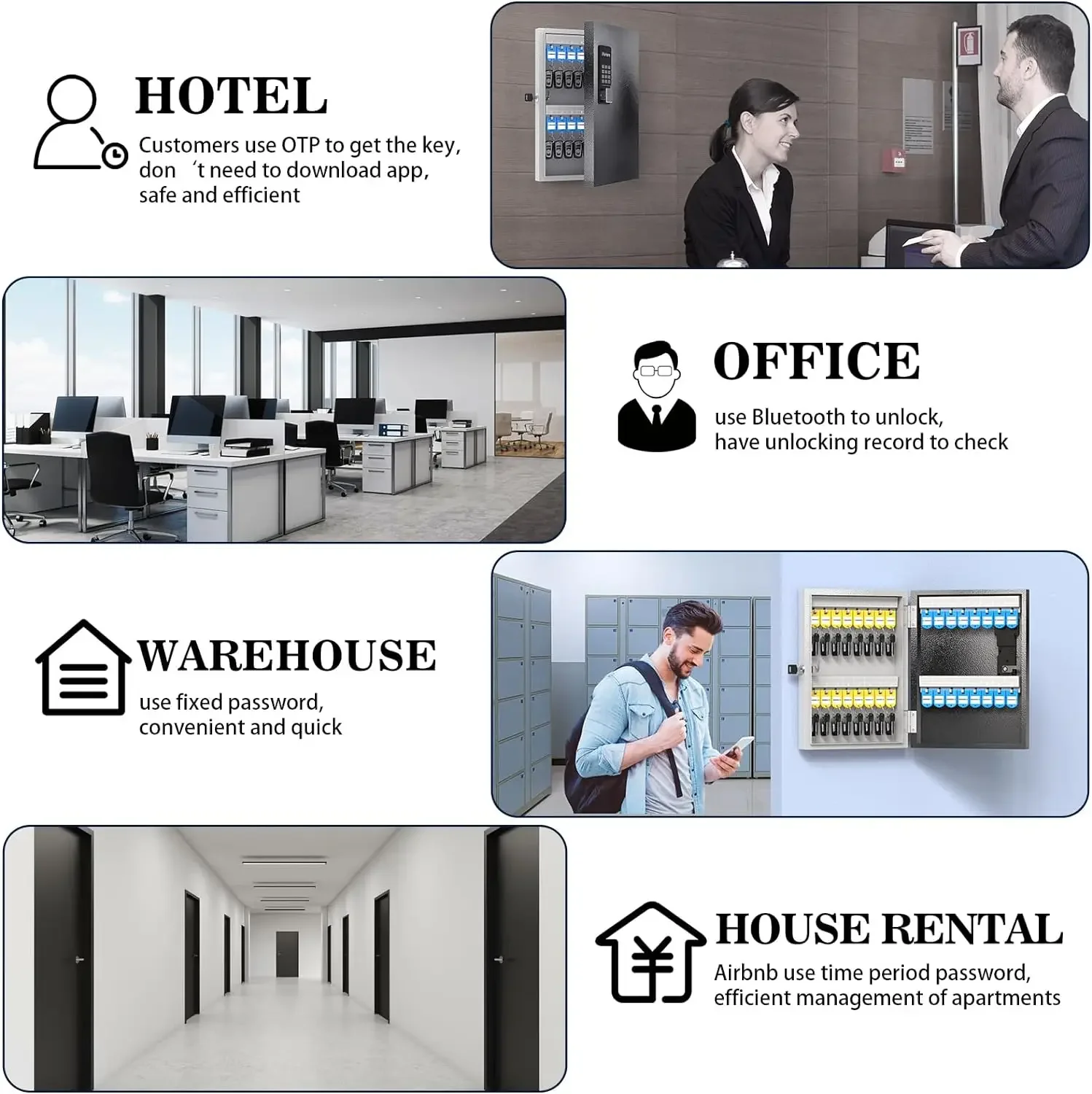 Hier 32 Schlüssels chloss, intelligenter Wand schlüssels chrank, otp/App Bluetooth/fester Code zum Entsperren des Schlüssel verwaltungs safes