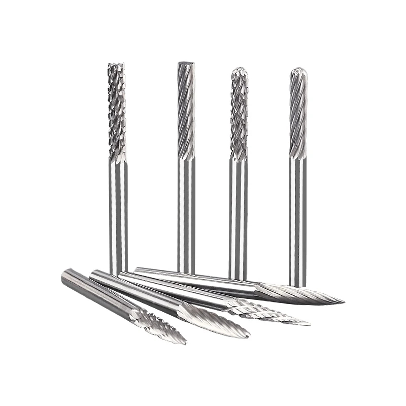 Wolframkarbid-Rotationsfeile, Hartlegierung, Bohrer, Gravurschneider, 3 mm Schaft, Schleifkopf