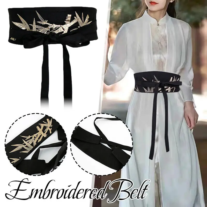 Japanese Traditional Kimono Belt Women Corset Tassel Belt Wide Belt Yukata Crane Waist Belts Costume Accessories
