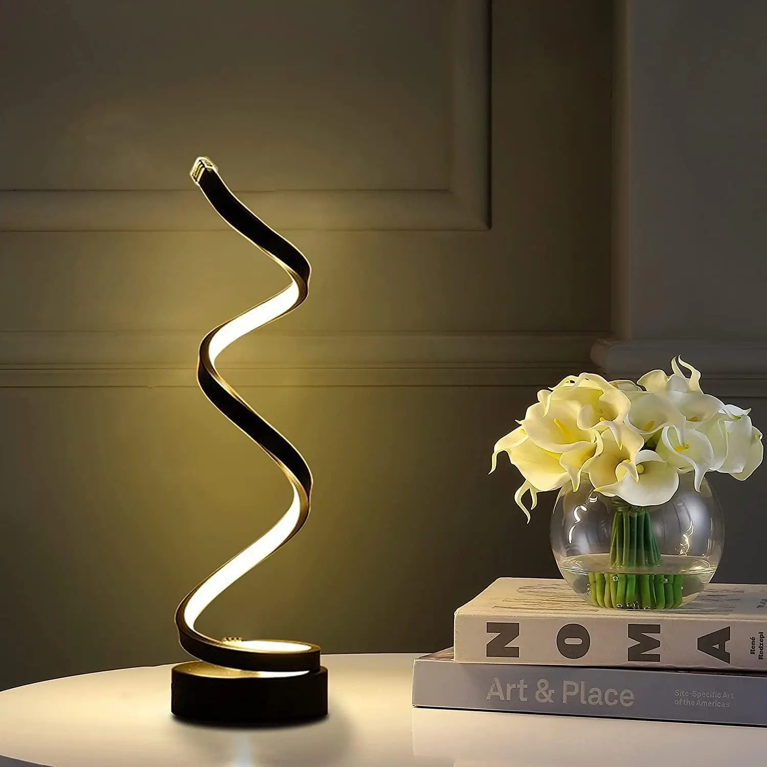 Lampade da tavolo per soggiorno, moderna lampada da tavolo a LED dimmerabile a spirale, piccole lampade da comodino, lampada da comodino per camera da letto ufficio casa