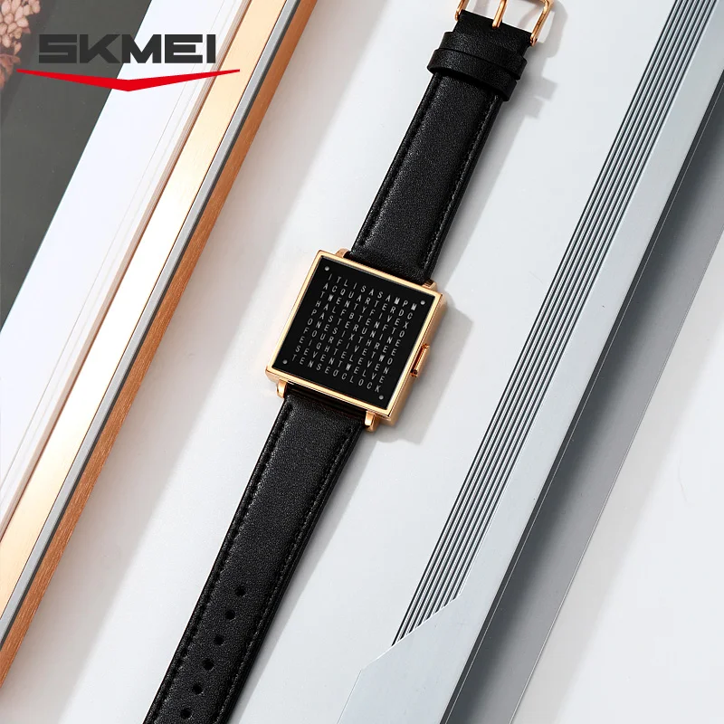 Reloj electrónico SKMEI 2388 de moda, reloj de pulsera Digital con luz Led de lujo para hombre, indicador de fecha, reloj con correa de cuero resistente al agua