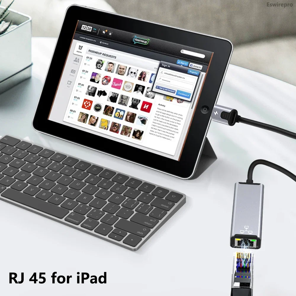 RJ45 для Lightning iPhone 14 13 12 11 8 7 6 5 /iPad/iPod Ethernet LAN сетевой адаптер с портом зарядки 20 Вт