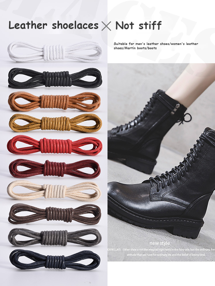 1Pair Cotton Waxed Rope Laces Round Leather Shoelaces Waterproof Oxford Boots Shoelace 60/80/100/120/140/160/180cm