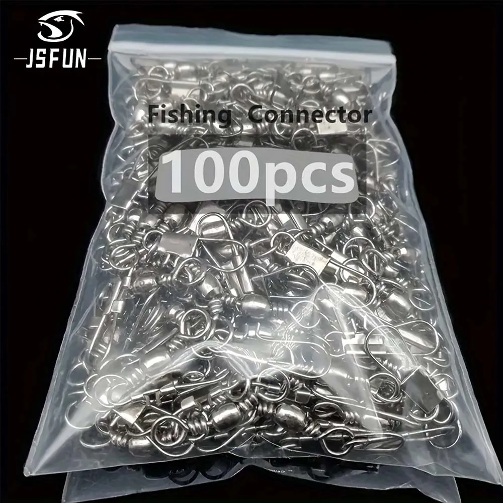 JSFUN 5 tamaños 100 unids/pack giratorios conector de pesca Pin rodamiento giratorio Snap Fastlock Clips anzuelo aparejos de pesca