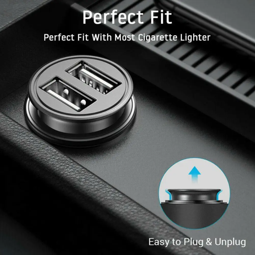 Dual USB Autolader 5A Snel Opladen 2 Poort 12-24 V Sigarettenaansteker Aansteker Auto USBC Oplader voor iPhone 12 Power Adapter
