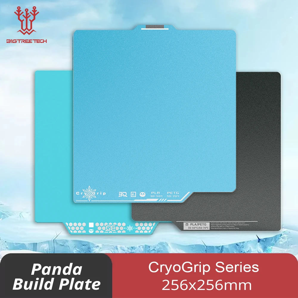 BIQU Panda Placa de Construção CryoGrip Revestimento Sem Obstrução 256x256mm Mola de Aço Dupla Face Texturizado para BambuLab P1 X1 Impressora 3D