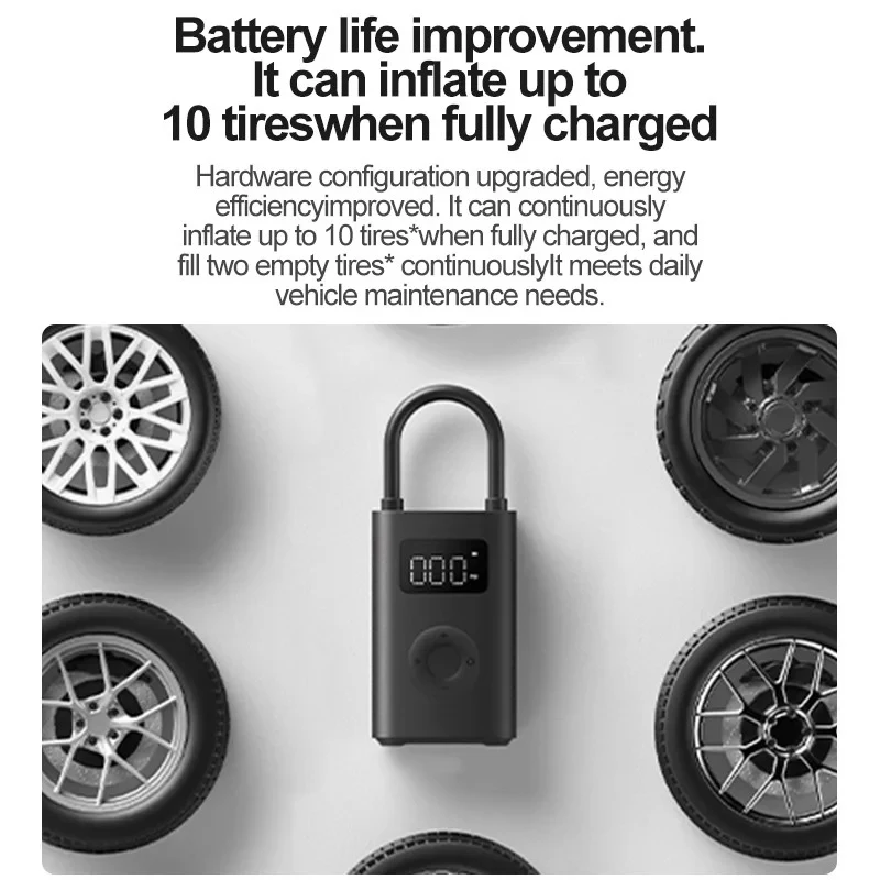 Xiaomi Mijia bomba de aire 2D 25% velocidad Boost Mini compresor de aire eléctrico portátil Treasure 150PSI tipo C LED inflador multiherramienta