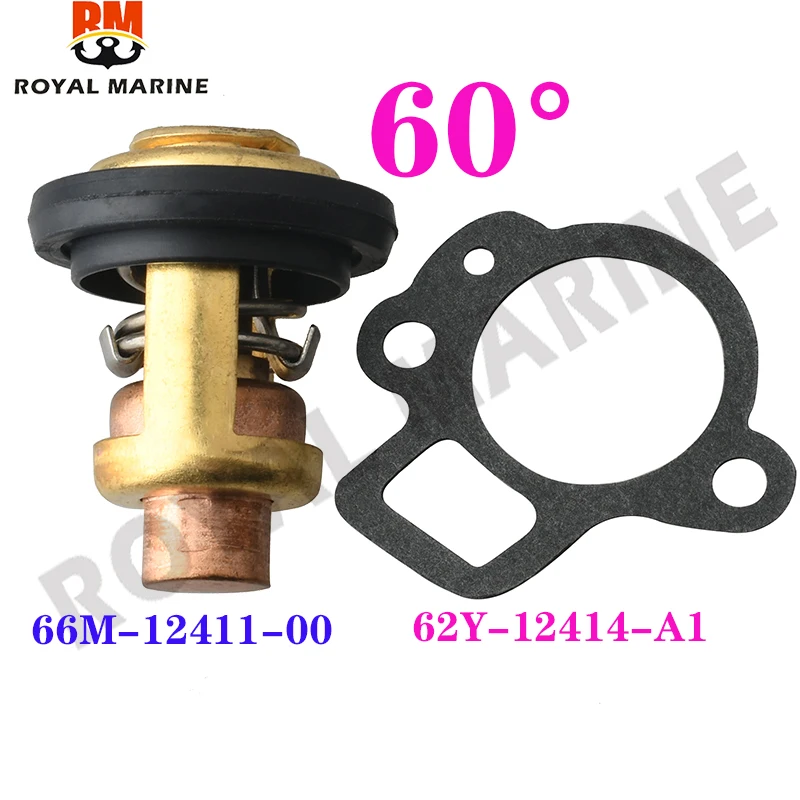 Termostato 6G8-12411 60 °C 66M-12411-00-00 66M-12411-01-00 para Yamaha de 4 tiempos 2.5HP 4HP 8HP 15HP 30HP 40HP 50HP 60HP 70HP 80HP