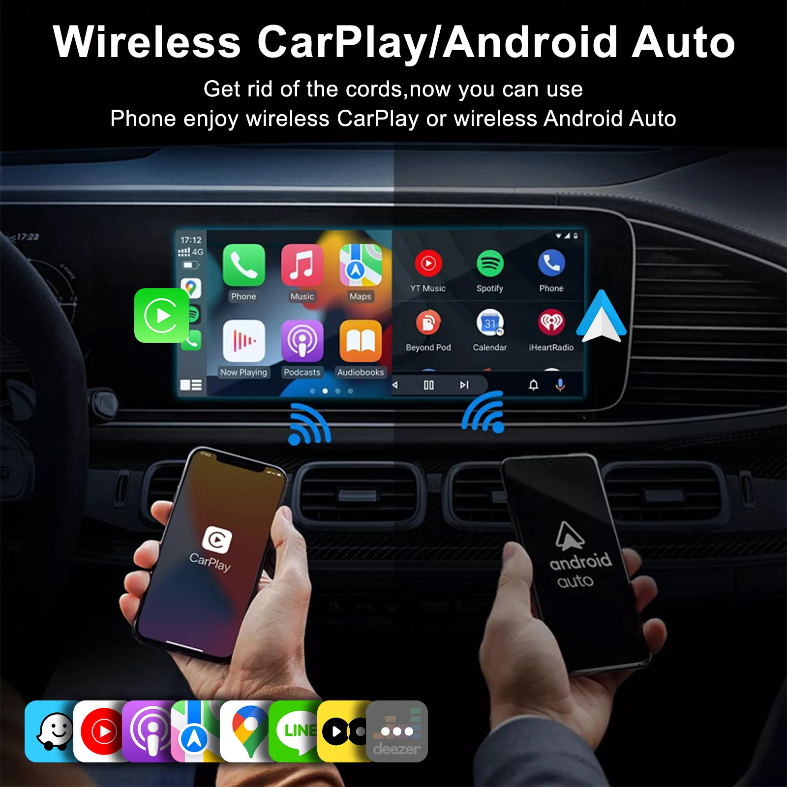 IHeylinkit nuevo 2 en 1 Ai Box Mini inalámbrico Carplay Android adaptador inalámbrico automático conectividad inteligente para la mayoría de los modelos de vehículos