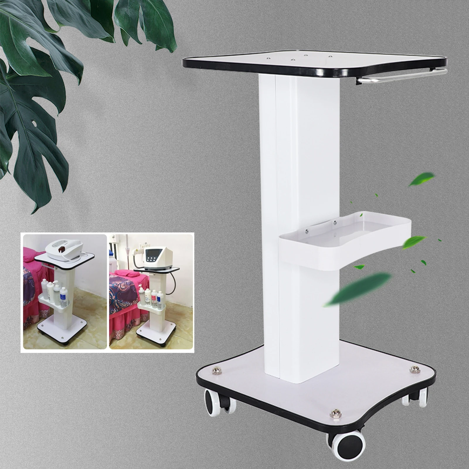 Carrello per salone di bellezza, carrello con rotelle per supporto per salone di bellezza a 3 livelli, supporto per carrello con rotelle per salone spa per salone ospedale