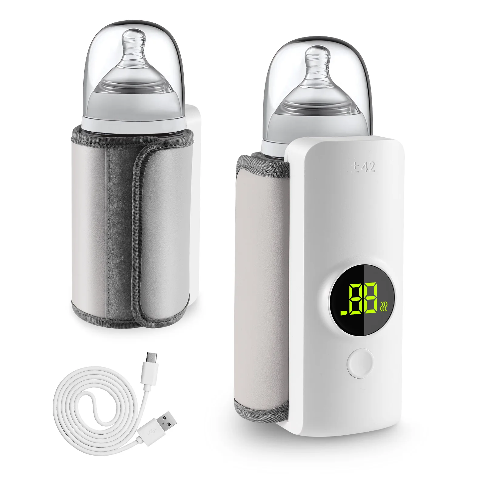 6000 mAh tragbarer USB-Milchwärmer für Babys im Freien, Flaschenisolierabdeckung mit konstanter Temperatur, Heizmilch und Milchheizung