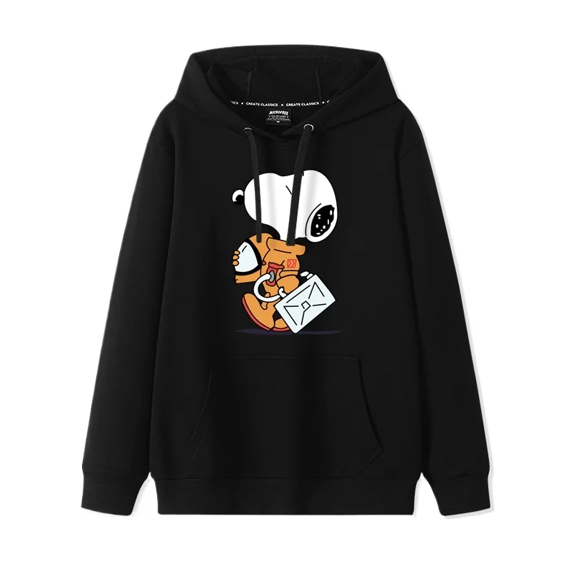 Nuevo jersey con estampado de Snoopy de dibujos animados con capucha de corazón para mujer, abrigo holgado de dibujos animados, Sudadera con capucha para pareja, moda informal versátil