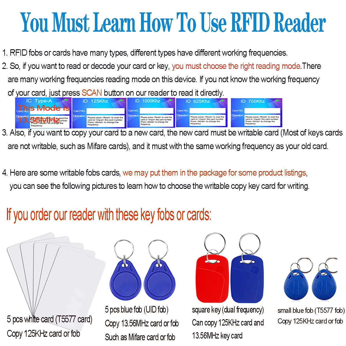 Lector RFID Escritor Duplicador Programador de tarjetas inteligentes NFC de 10 frecuencias 125 KHz 13,56 MHz Decodificador cifrado Tarjetas clave grabables, USB