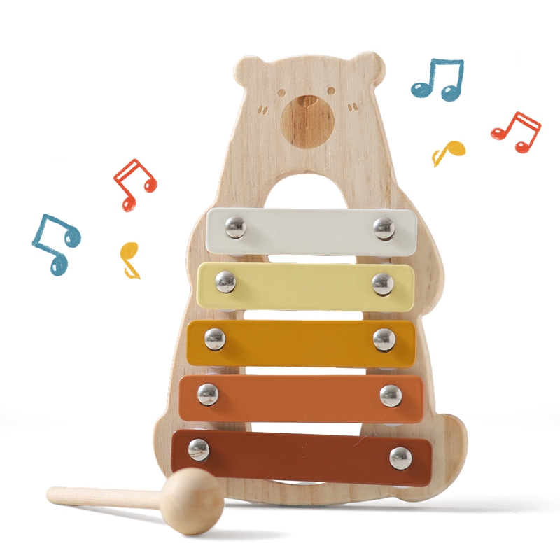 Juguetes Montessori, juguetes musicales para bebés, instrumento Musical, juguetes educativos de madera para bebés de 0 a 3 años, xilófono de oso, juguetes para niños