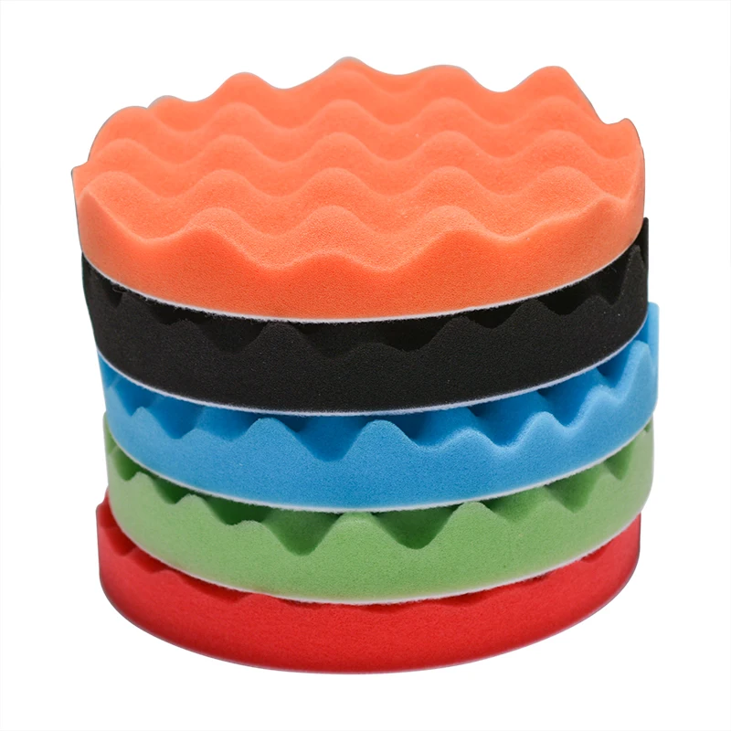 5 ชิ้น 5 "6" 7 "150/180 มิลลิเมตร Buffing ขัดฟองน้ํา Pads Kit Car Polisher Soft Wave โฟมวาฟเฟิล Pad ล้างรถทําความสะอาดรายละเอียดเครื่องมือ